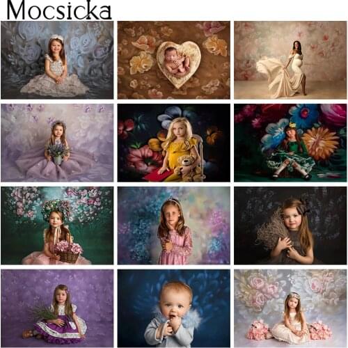 Photography Floarl Hand Painted Texture Backdrop Newborn Kid Children Birthday Portrait Background Photo Studio Baby Shower Prop
