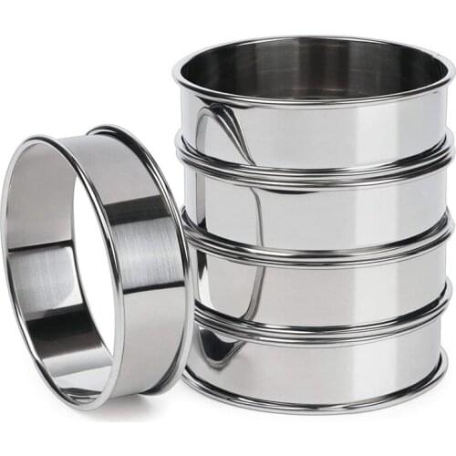 5 Pieces Double Rolled Tart Rings Round Muffin Rings Crumpet Rings Circular Tart Rings for Home Restaurant Baking Tools
