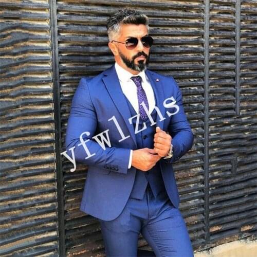 Handsome One Button Groomsmen Notch Lapel Groom Tuxedos Wedding Dress Men Suits Blazer Prom Dinner (Jacket+Pants+Tie+Vest) A142