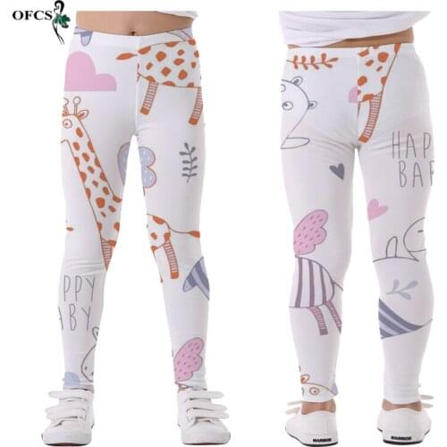 Hot Seller Summer Girls Pants 3D Printing Pattern Girls Soft Elastic Leggings Skinny Pencil Pants Kids Children Trousers 5-12Yrs