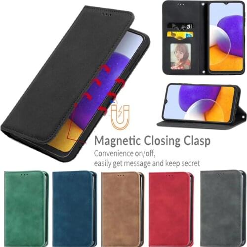 2021 Magnetic adsorption Leather Phone Case for Samsung Galaxy M32 Case Wallet Business Phone Protective Book Cover Bag Fundas