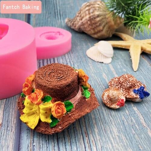 M0651 Straw Hat and bow Silicone Mold Sugarcraft Cake Decoration DIY jewelry Clay Resin charms Gum Paste icing candy mold
