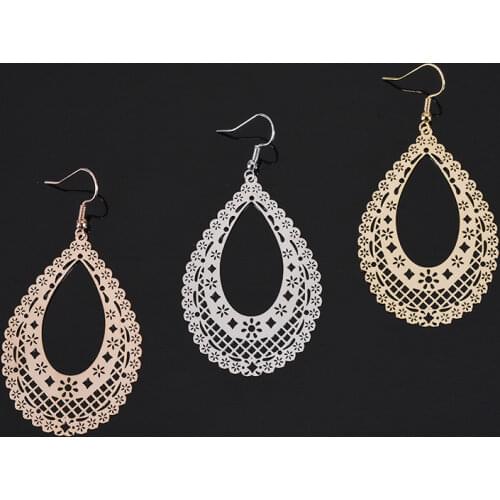 2021 Metal Hollow Retro Temperament Ear Jewelry Womens Fashion Earrings Water Drops Gold Plated computer piece earrings