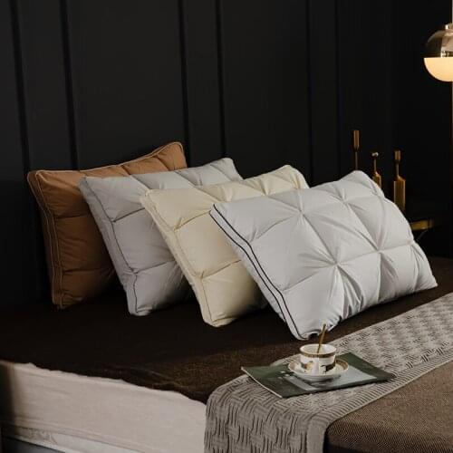 Bread Soft Pillows White Goose Down Feather Pillows for Sleeping Neck Protection Bed Pillows with 100% Cotton Cover with Natural