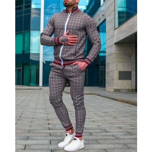 2021 New Gentleman 3D print Tracksuits jacket + trousers men outdoors fitness suit Jogger casual streetwear fashion Mens Sets