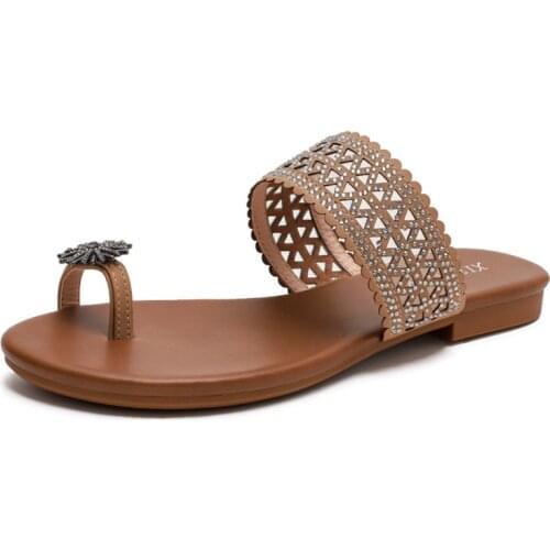 Kalsooni 2021 NEW Women Flat Sandals Comfortable Diamond Beach Shoes
