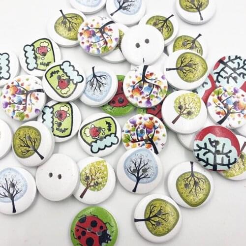 New 50pc European Style Tree Wood Buttons 20mm Sewing Mix Lots WB183