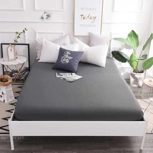 Kuup New on Product 1pc 100% Cotton Solid Color Fitted Sheet With Four Corners And Elastic Band Sheets Pillowcases Need Order