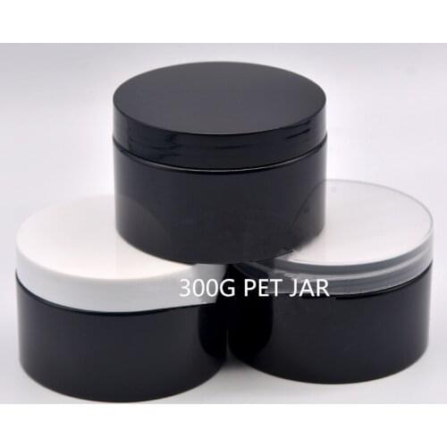 300g Plastic Jar Cosmetic Cream Jar Plastic Lid Black bottle PET Container Empty Food Packing Cans Mask can Cosmetic Container