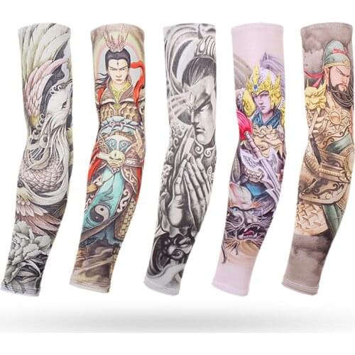 Chinese Characters Sun UV Protective Longleeves For Men Women Cycling Fishing Tattoo Sleeves Cool Sport Summer Arm Cover Warmer