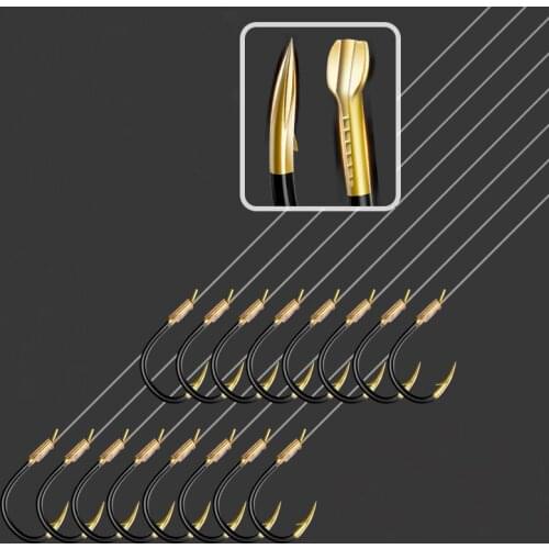 Steel fish hook high carbon carp hook Japanese-style seawater fishing Ansuo line binding line 45CM Fishing hook 10 pairs / bag 1