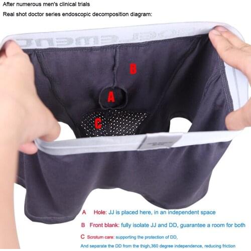 Sexy Gay Underwear Men Boxer Mesh Pouch Penis Up Scrotum Separation Tunnel Unterhosen Herren Boxers Hombre shorts Breathable