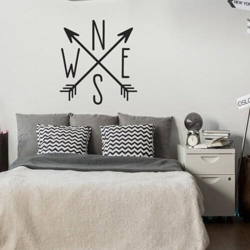 North East South West Compass Arrows Wall Decal Arrow Cross Nautical Theme Decor Vinyl Decal for Bedroom Home Decoration G330