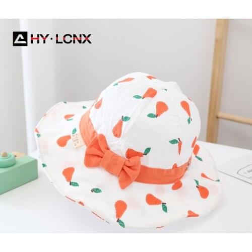 Child new summer big brim fisherman hat boy girl fashion fruit printing hat thin and breathable sun protection hat