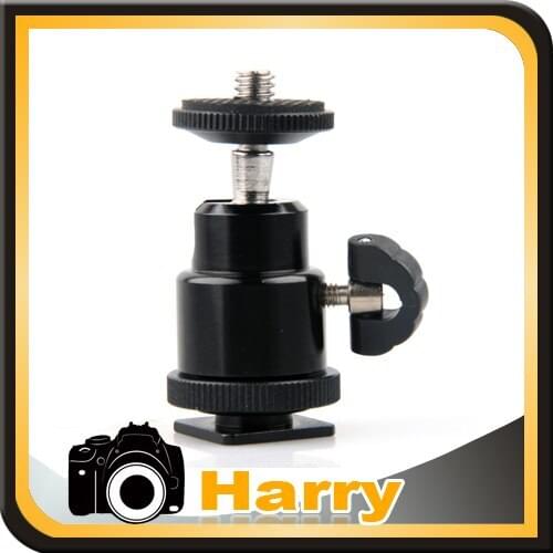 Camera Tripod Adjustable Swivel Angle Ball Standard 1/4'' Hot Shoe Mount Adapter Holder