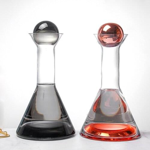 Modern Gradient Rose Gold Grey Glass Cup Decanter Set Whiskey Water Bottle Home Drinkware