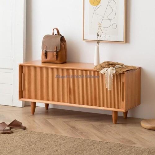 Nordic solid wood shoe changing stool, home entrance, entrance shoe stool, integrated bench, indoor shoe rack, Japanese-style