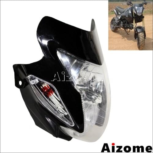 Aizome Universal Motorcycle Off Road Dirt Bike Headlight Fairing Streetfighter Black Headlight Headlamp For Custom ZXR GSX GSF