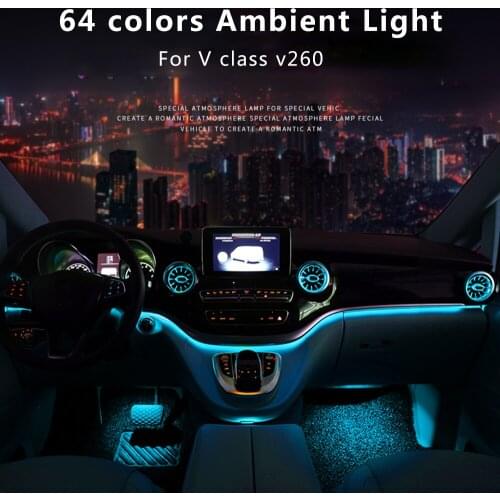 Interior LED air outlet atmosphere light in 12 64 colors Led Air Vent ambient light For Mercedes Benz V class V260