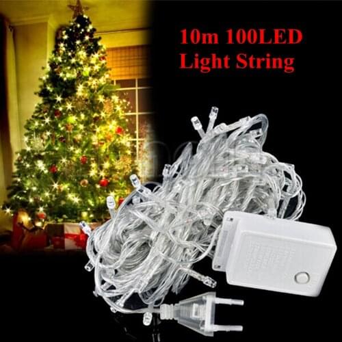 10M Waterproof LED String Light 100LED 110V/220V Outdoor String lighting Warm White For Christmas Festival Party Decoration
