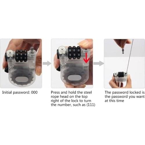 Retractable Wire Rope Password Lock Combination Coded Locker Outdoor Keyed Padlock A2UD