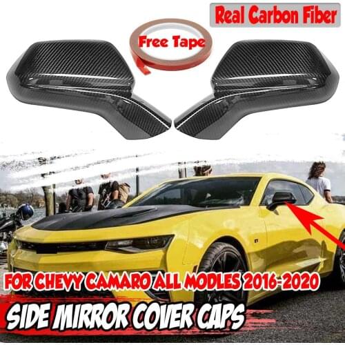 Real Carbon Fiber 2x Car Side Door Rear View Mirror Cover Caps For Chevy For Camaro 2016 2017 2018 2019 2020 Add-On Mirror Cover