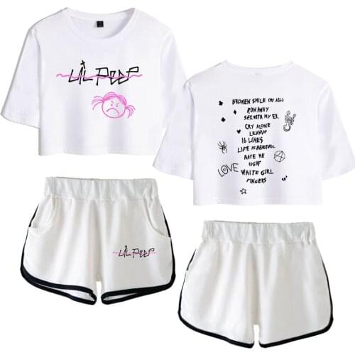 Ladies suit Lil Peep Women Two Piece Set Summer Crop Tops & Shorts Kpop Sexy Streetwear Fans Summer girls sexy suit Clothes