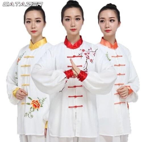 Tai Chi Suit Women, Peony Plum Blossom Embroidery, Tai Chi Practice Performance Costume Spring and Autumn Competition Suit