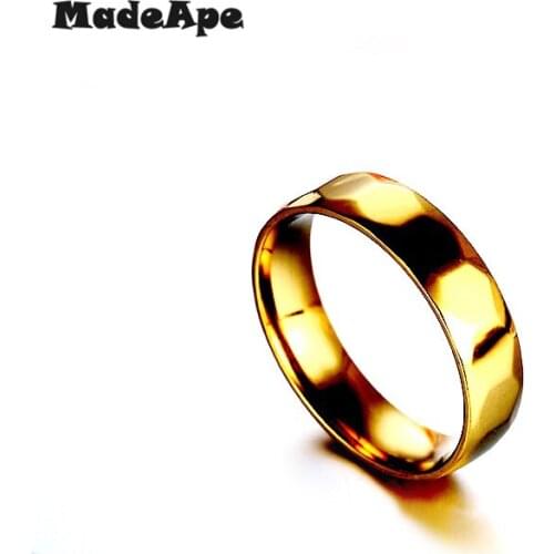 MadApe Promotion Gold Color Ring Wedding Rings For Women Stainless Steel Couple Jewelry