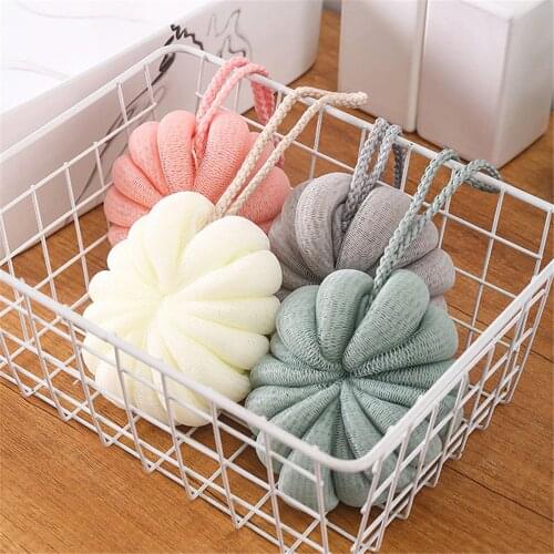 1pc Shower Mesh Bath Sponge Durable Powerful Exfoliating Body Scrubber Pumpkin Styling Skin Cleaning Tool Bathroom Accessories