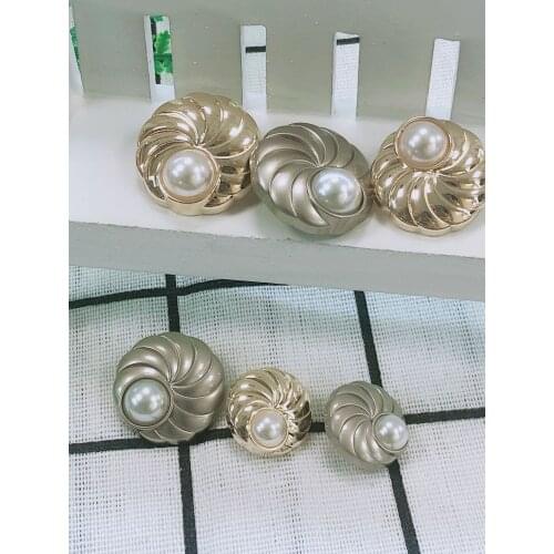 10pcs Gold Metal Pearl Buttons For Clothing Decorative Buttons Sewing Accessories Buttons Coat Sweater Handwork