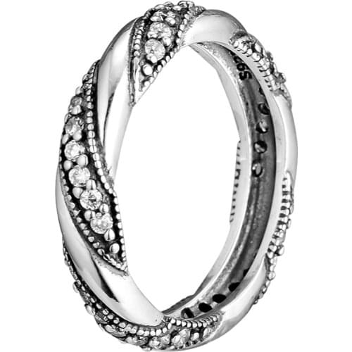 100% Real 925 Sterling Silver Ribbon of Love Finger Rings For Women Wedding Engagement Ring Fashion Jewelry Wholesale