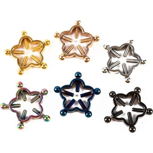 2Pcs Screw Nipple Clamps Sexy Piercings For Women Stainless Steel Fake Nipple Piercing Jewelry Non Piercing Nipple Ring Shield