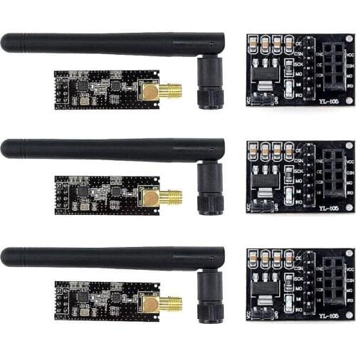 3pcs NRF24L01+PA+LNA RF Transceiver Module with Antenna 2.4 GHz 1100m + 3pcs NRF24L01Breakout Adapter On-Board 3.3V Regulator