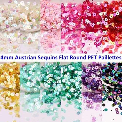 4mm Austrian Sequins Environmental Flat Round PET Loose Sequin Paillettes Sewing Wedding Craft DIY French Embroidery Accessories