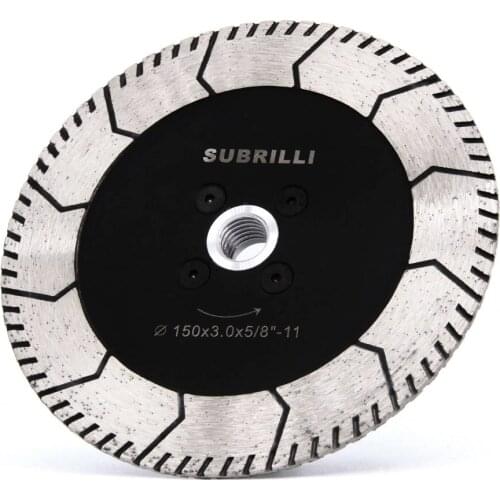 6 Inch 150mm Diamond Saw Blade Granite Marble Stone Grinding Cutting Disc with M14 5/8-11 Thread Turbo Dual Side Grinding Wheels