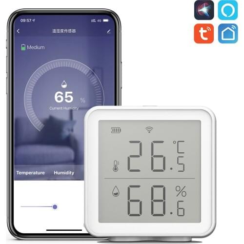 Tuya WIFI Temperature and Humidity Sensor Indoor Hygrometer Thermometer with LCD Display Support Alexa Google Home Smart Life
