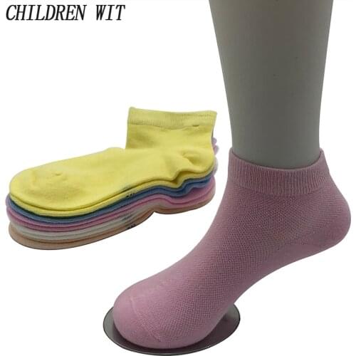 CHILDREN WIT 5 Pairs / lot Children Socks Spring & Summer Fashion Candy Color Cotton Breathable Girls Socks 4-11 Year For Girls