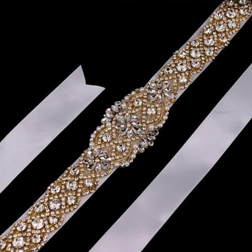 Full Length Shiny Bridal Wedding Accessories Belts Bridal Belts with Diamond for Women Wedding Dress Sash Cummerbunds Waistband