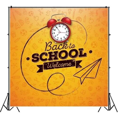 Back To School Season Clock Blackboard Square Portrait Photography Backdrop Party Decor Photo Background Studio Photocall Props
