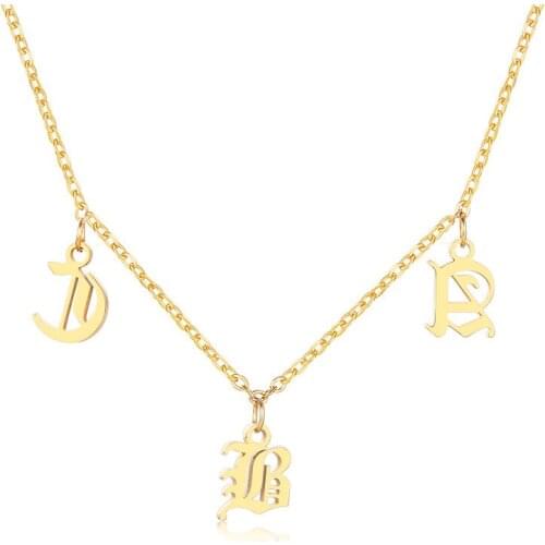 Customized Personalized Stainless Steel Letter Name Bracelets Custom Old English Alphabet Necklace Anniversary Gift Fashion