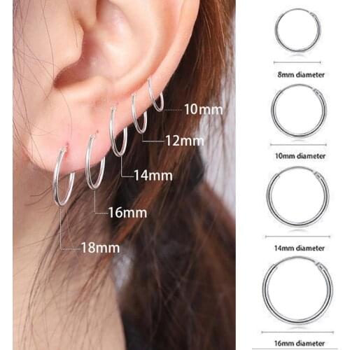 8-40mm Small Hoop Earring Nose Ring Circle Clicker Daith Stainless Steel Ear Cartiliage Helix Tragus Piercing for Women Jewelry