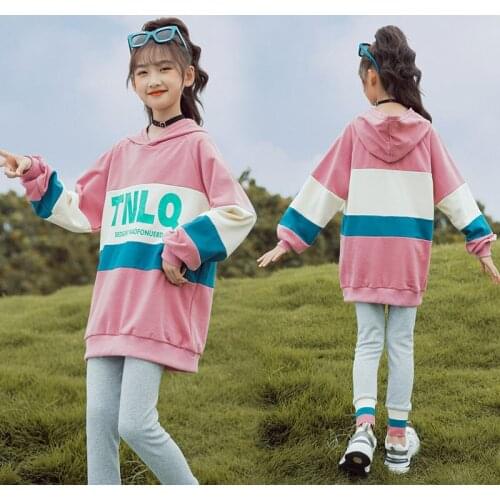 Teenage Girls Sets for Spring Autumn 2021 Long Sleeve Sweatshirt + Pants Childrens Sports Suits Casual Rainbow Kids Tracksuits