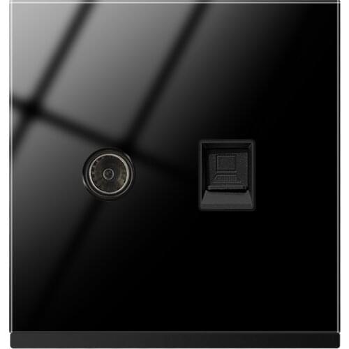 Computer Phone TV Wall Socket, Computer connect socket, Crystal Glass Panel Cable network Interface Outlet,Rj45 socket,86*86mm