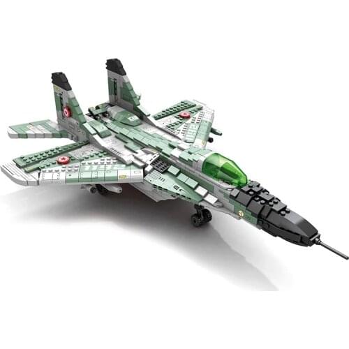 Military Series MIG-29 Fighter Building Blocks Bricks Fighter Plane 3D Modle Stealth Aircraft Toys For Children Birthday Gift
