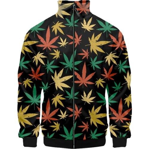 OGKB Colorful Leaves 3d Printed Man Stand Collar Jackets Harajuku Weeds Coat Casual Fashion Sweatshirt Oversize Funny Clothing