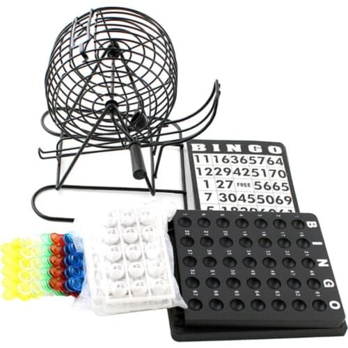Bingo Lottery Cage Board Table Family Party Game Aids Set 75Pieces Balls