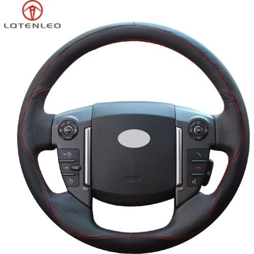 LQTENLEO Black Genuine Leather DIY Car Steering Wheel Cover For Land Rover Discovery 4 2010-2016 Range Rover Sport 2010-2013
