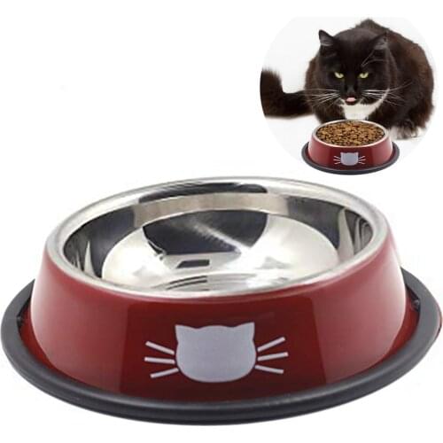 Cat Face Stainless Steel Pets Dog Bowl Travel Food Bowls For Cats Dogs Outdoor Drinking Water Pet Dog Dish Feeder Tableware
