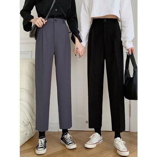Whcw Cgdsr Plus Size Wide Leg 2020 Autumn High Waist Loose Solid Korean Trousers Women Office Straight Winter Casual Suit Pant